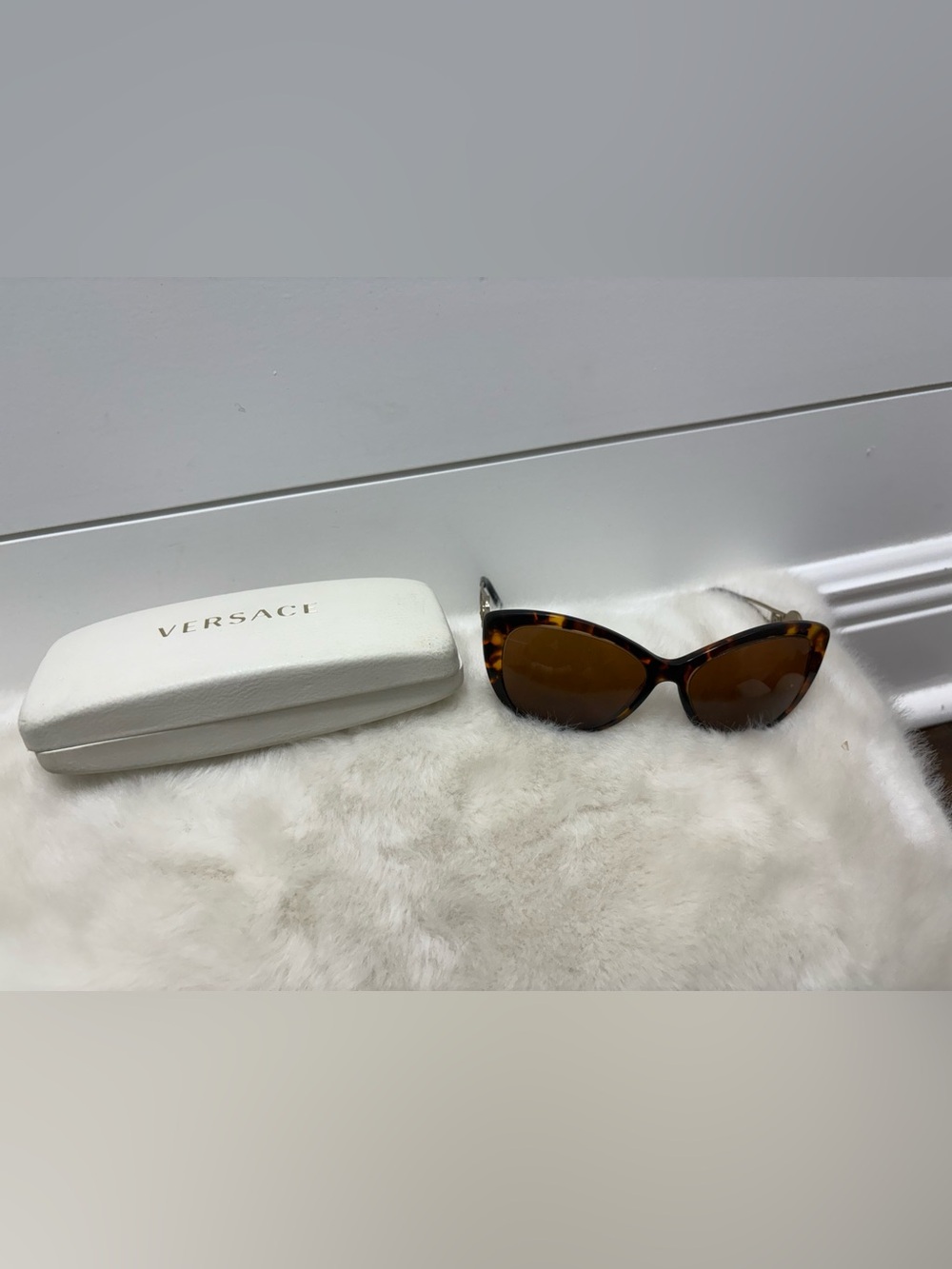Versace Brown Tortoiseshell Oval Sunglasses with Gold Medusa Temples